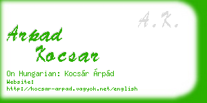 arpad kocsar business card