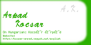 arpad kocsar business card
